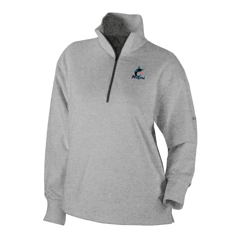 Miami Marlins Columbia Women's Birchwood Hills Quarter-Zip Pullover Discount