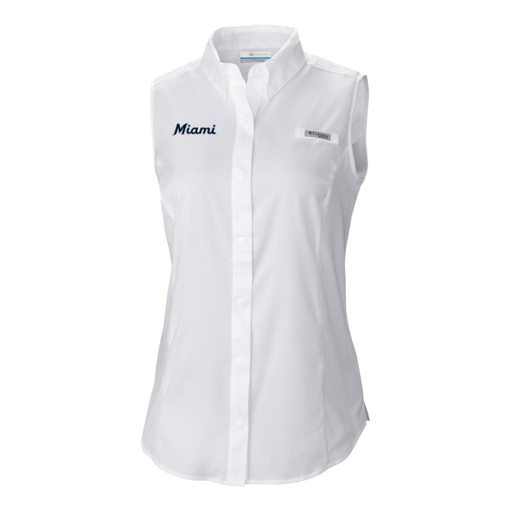 Miami Marlins Columbia Women's Tamiami Sleeveless Shirt Near Me