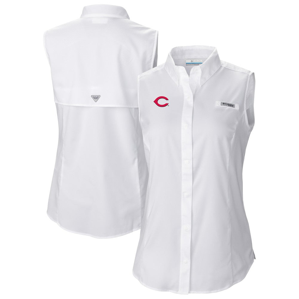 Cincinnati Reds Columbia Women's Tamiami Sleeveless Shirt Outlet