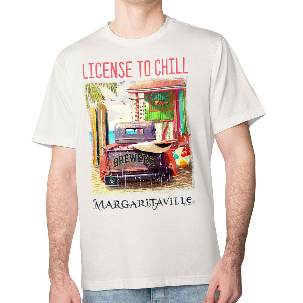 Milwaukee Brewers Margaritaville License to Chill T-Shirt Sale