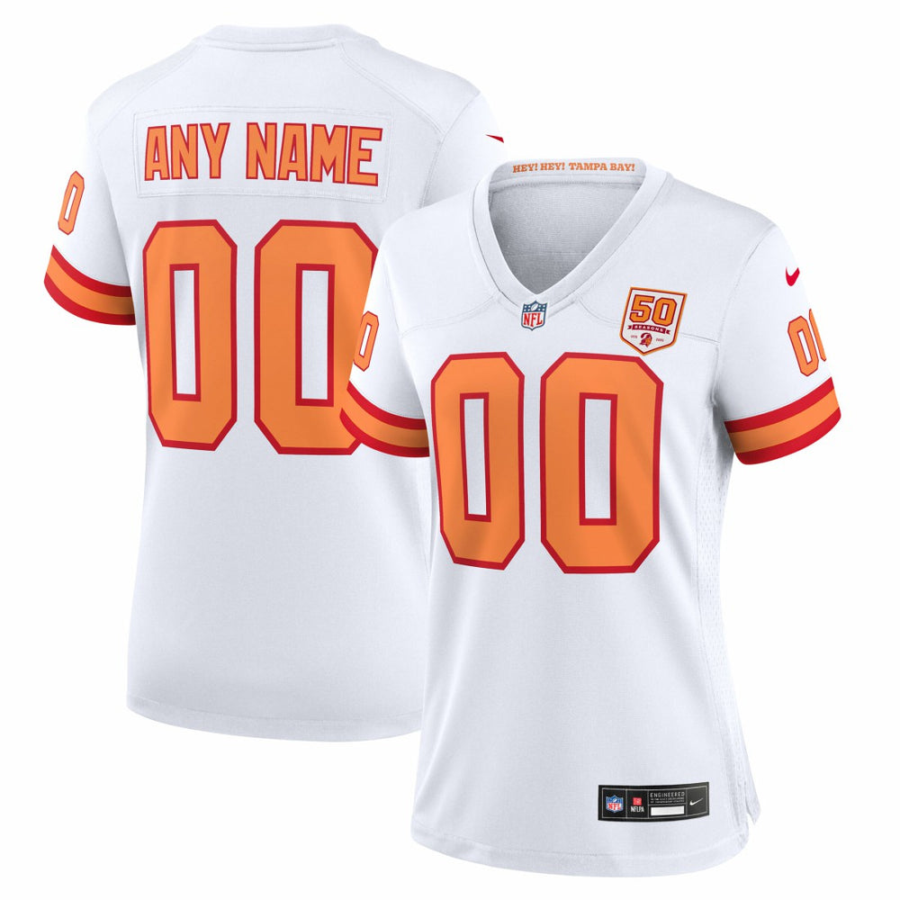 76 Tampa Bay Buccaneers Women's 50th Season Alternate Custom Game Jersey - White - Nike