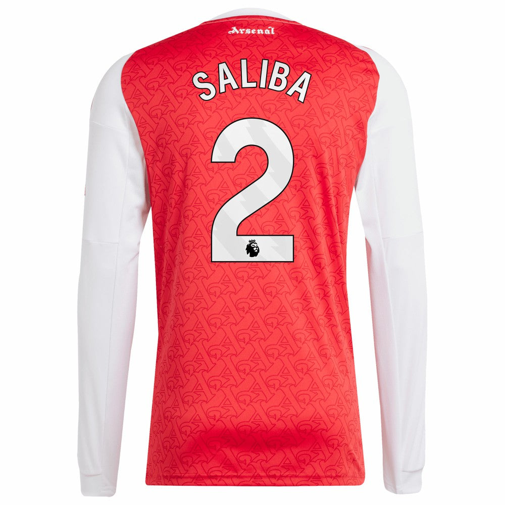 Adidas - William Saliba Arsenal 2025/26 Home Replica Long Sleeve Player Jersey - Red