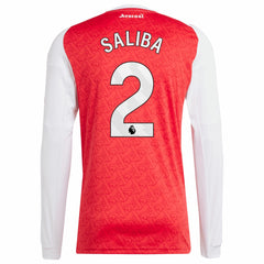 Adidas - William Saliba Arsenal 2025/26 Home Replica Long Sleeve Player Jersey - Red