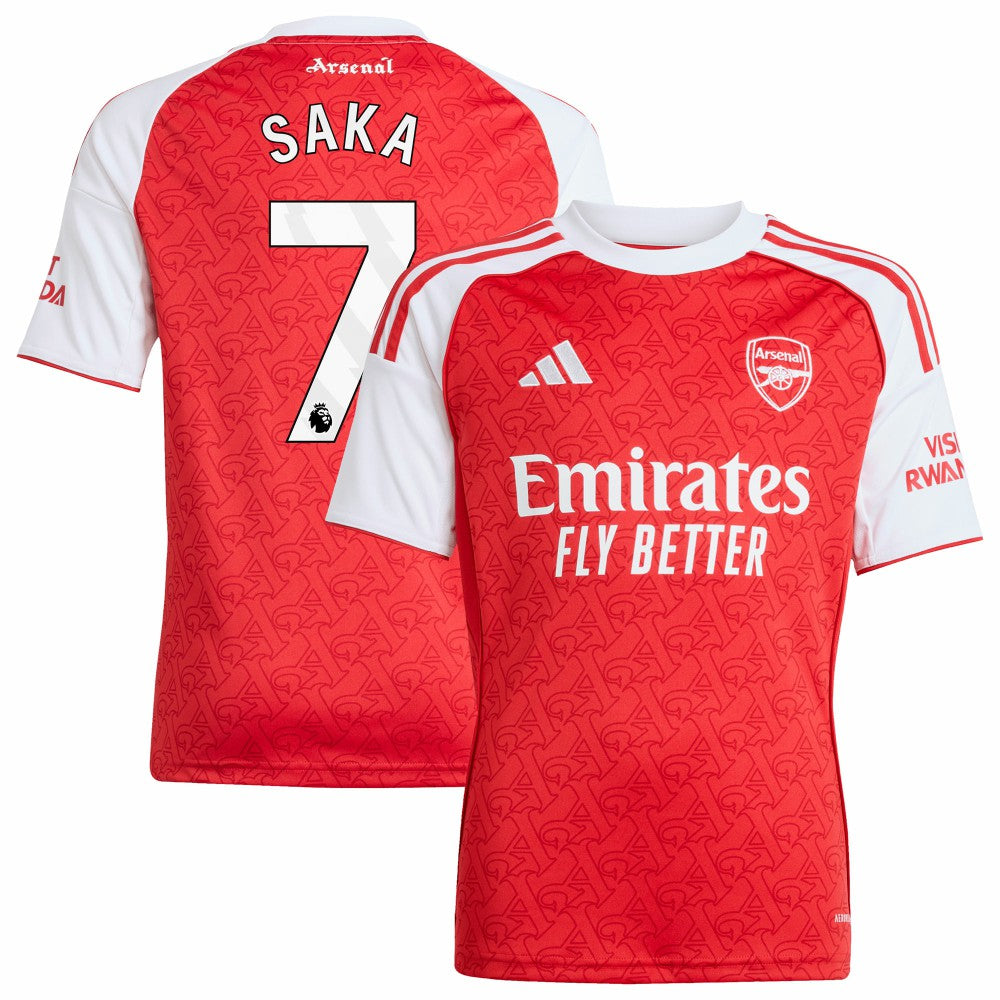 Adidas - Bukayo Saka Arsenal Youth 2025/26 Home Replica Player Jersey - Red