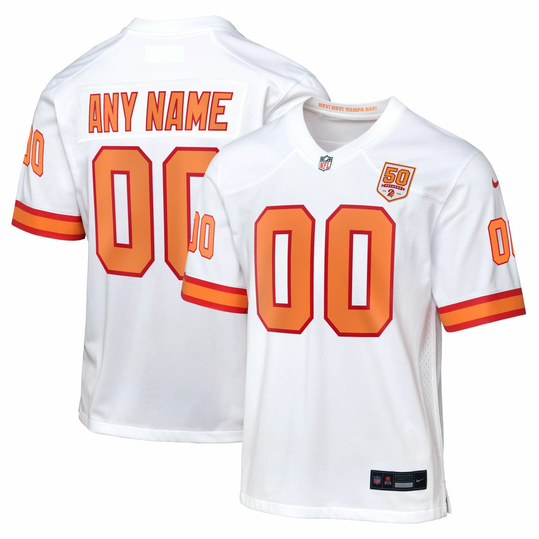 Tampa Bay Buccaneers Youth 50th Anniversary Custom Game Jersey - White - Nike
