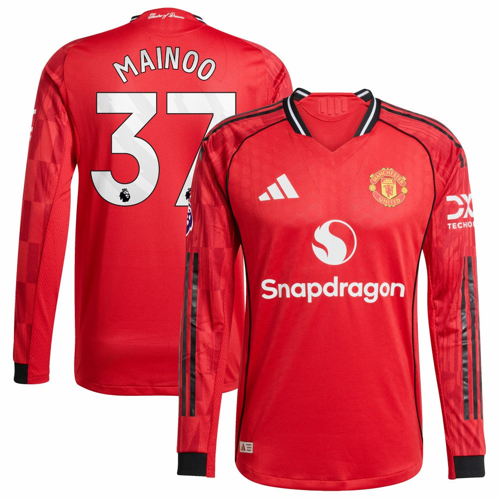 Adidas - Kobbie Mainoo Manchester United Home 2025/26 Player Long Sleeve Jersey - Red