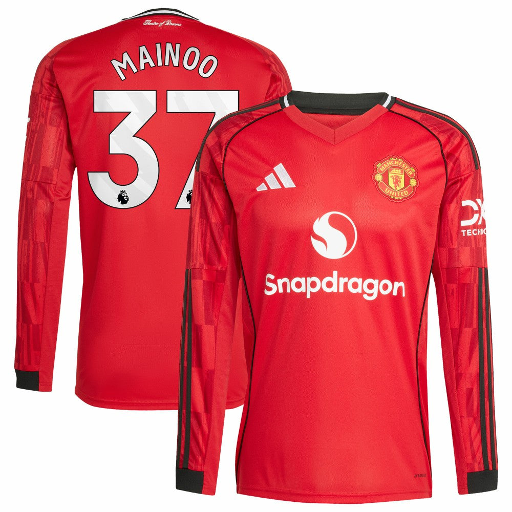 Adidas - Kobbie Mainoo Manchester United Home 2025/26 Replica Player Long Sleeve Jersey - Red