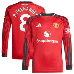 Adidas - Bruno Fernandes Manchester United Youth Home 2025/26 Replica Player Long Sleeve Jersey - Red