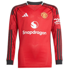 Adidas - Bruno Fernandes Manchester United Youth Home 2025/26 Replica Player Long Sleeve Jersey - Red