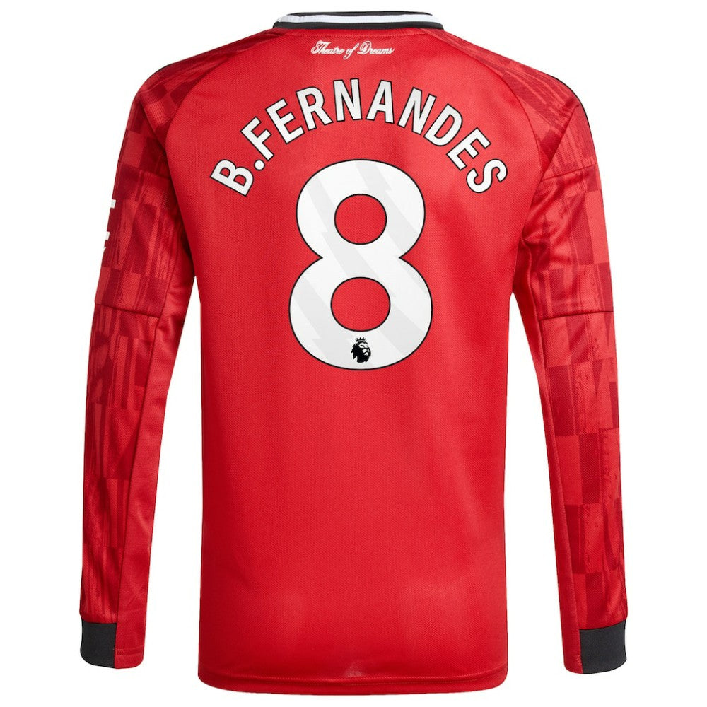 Adidas - Bruno Fernandes Manchester United Youth Home 2025/26 Replica Player Long Sleeve Jersey - Red