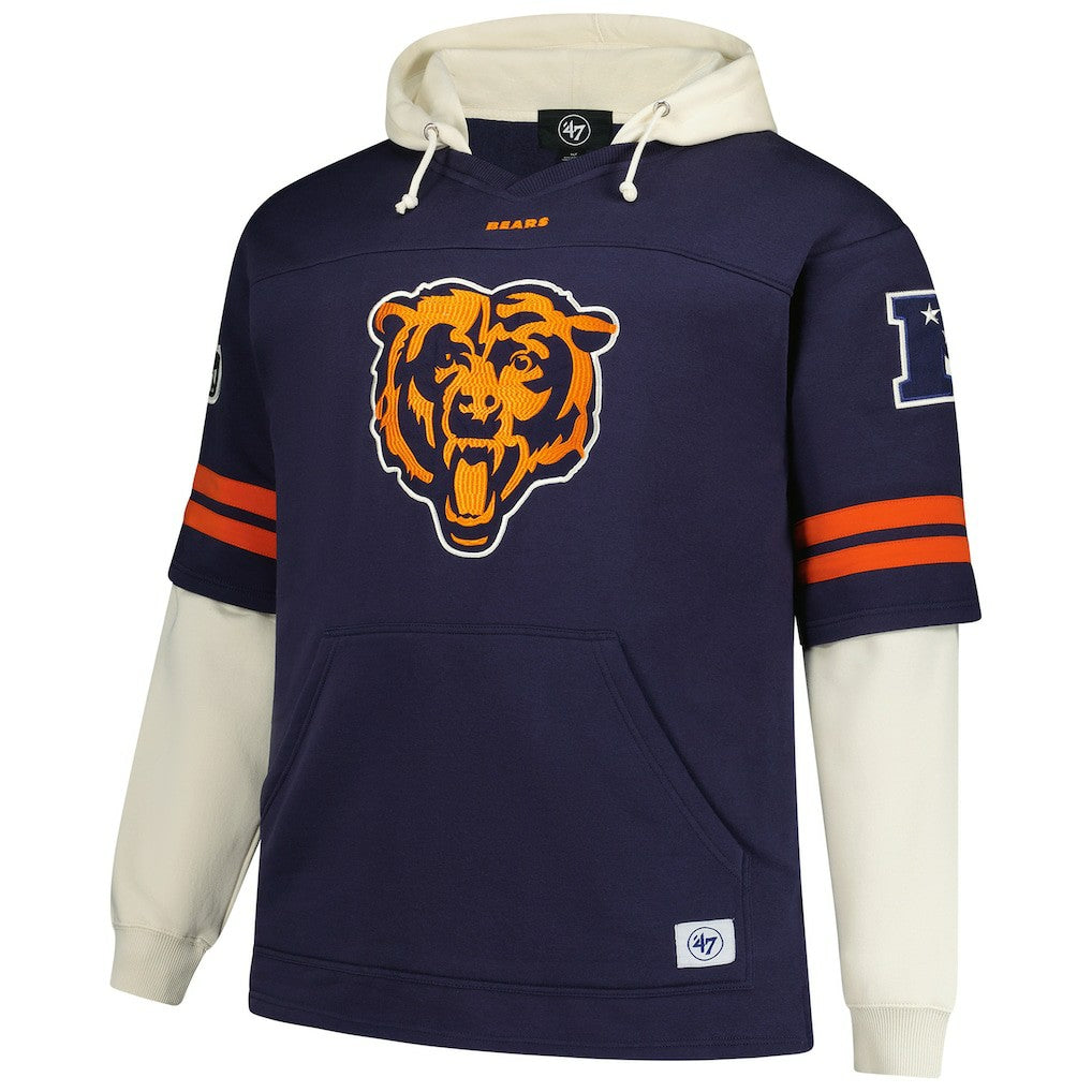Chicago Bears '47 Big & Tall Split Zone Cornerback V-Neck Hoodie - Navy - 47 brand