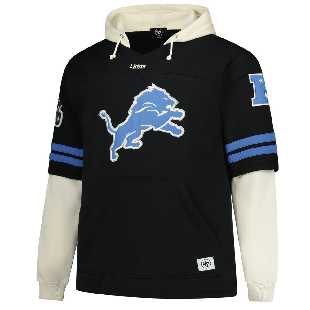 Detroit Lions '47 Big & Tall Split Zone Cornerback V-Neck Hoodie - Black - 47 brand