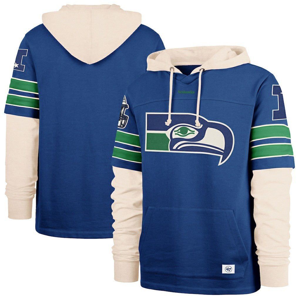 Seattle Seahawks '47 Big & Tall Split Zone Cornerback Hoodie - Royal - 47 brand