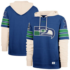 Seattle Seahawks '47 Big & Tall Split Zone Cornerback Hoodie - Royal - 47 brand