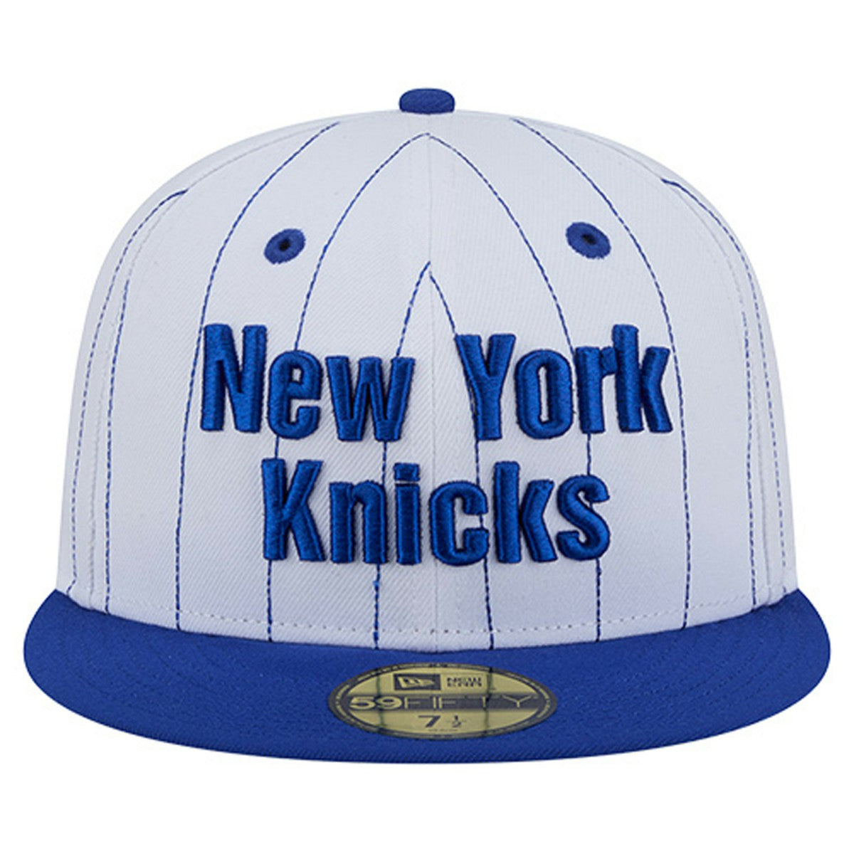 New Era New York Knicks Wordmark Pinstripe 59FIFTY Fitted Hat White