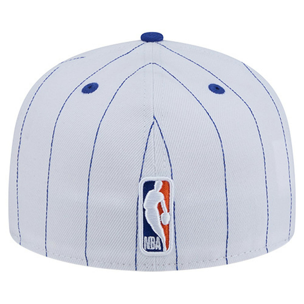 New Era New York Knicks Wordmark Pinstripe 59FIFTY Fitted Hat White