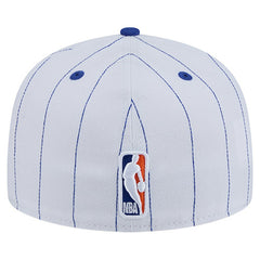 New Era New York Knicks Wordmark Pinstripe 59FIFTY Fitted Hat White
