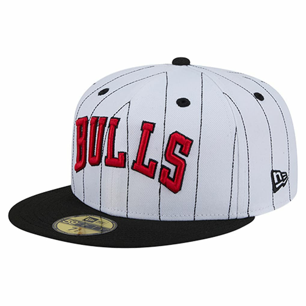 New Era Chicago Bulls Wordmark Pinstripe 59FIFTY Fitted Hat White