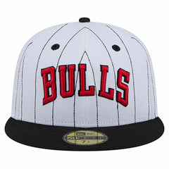 New Era Chicago Bulls Wordmark Pinstripe 59FIFTY Fitted Hat White