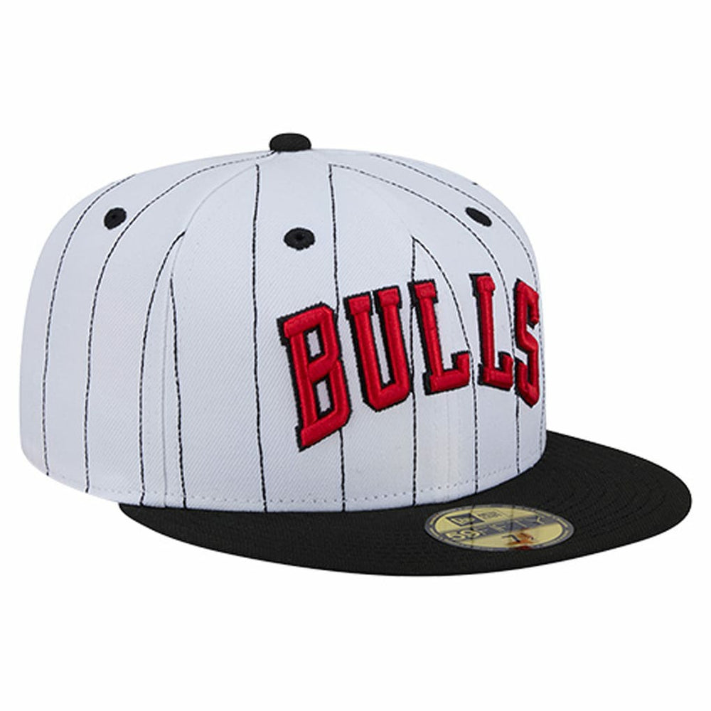 New Era Chicago Bulls Wordmark Pinstripe 59FIFTY Fitted Hat White