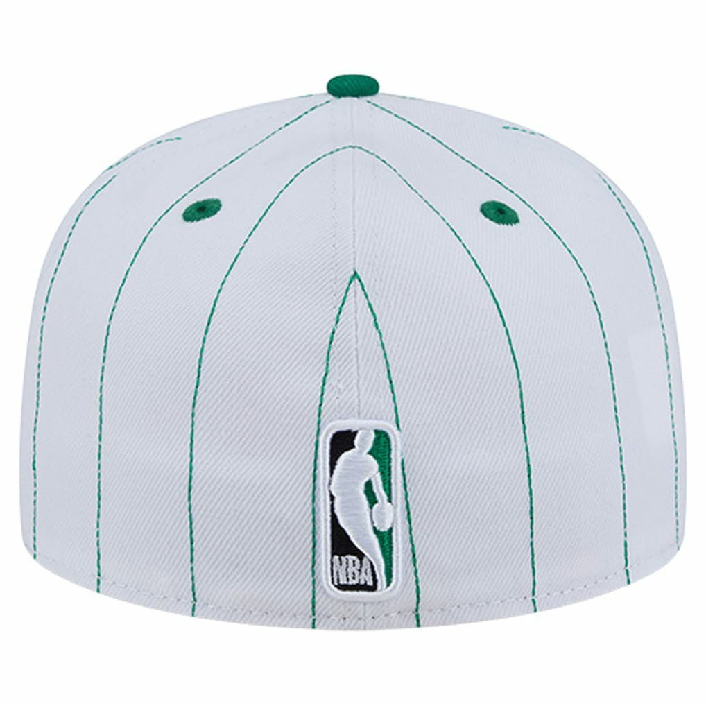 New Era Boston Celtics Wordmark Pinstripe 59FIFTY Fitted Hat White