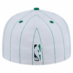 New Era Boston Celtics Wordmark Pinstripe 59FIFTY Fitted Hat White