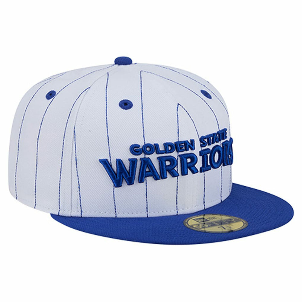 New Era Golden State Warriors Wordmark Pinstripe 59FIFTY Fitted Hat White