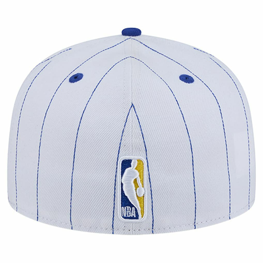 New Era Golden State Warriors Wordmark Pinstripe 59FIFTY Fitted Hat White