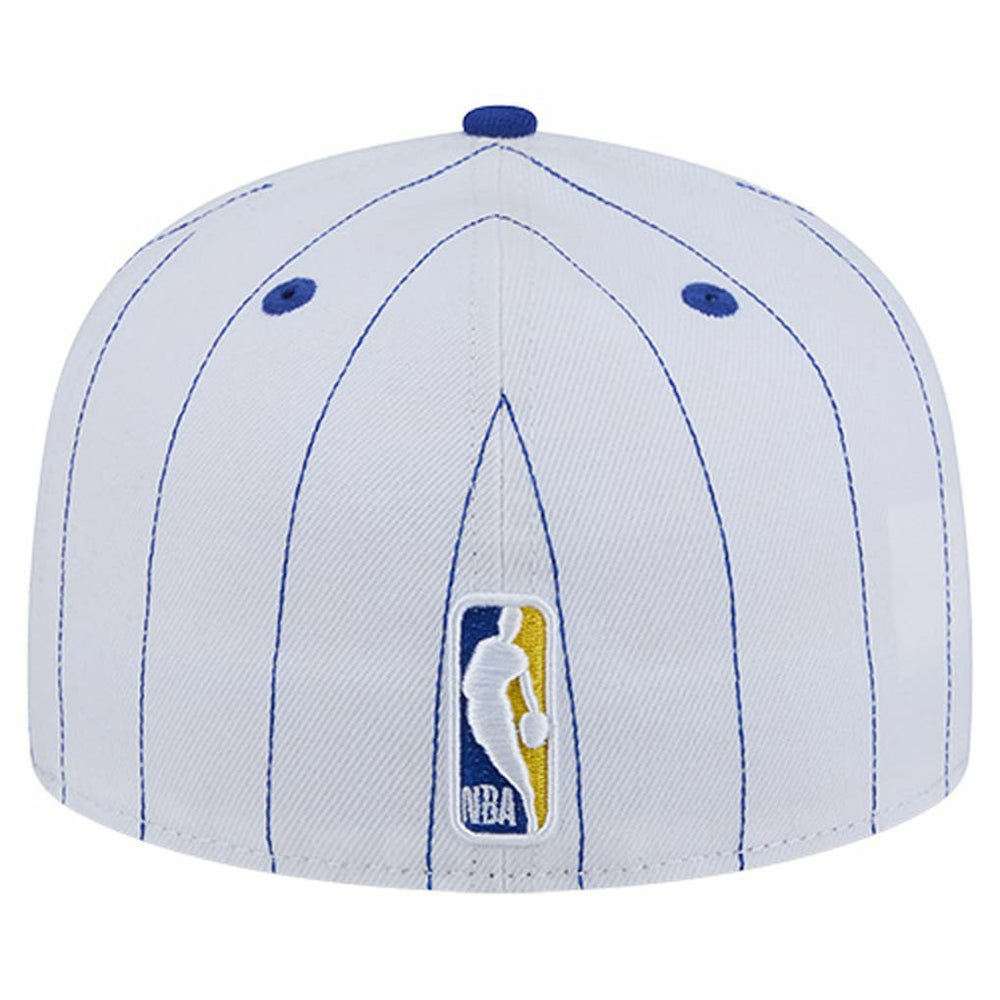 New Era Golden State Warriors Wordmark Pinstripe 59FIFTY Fitted Hat White