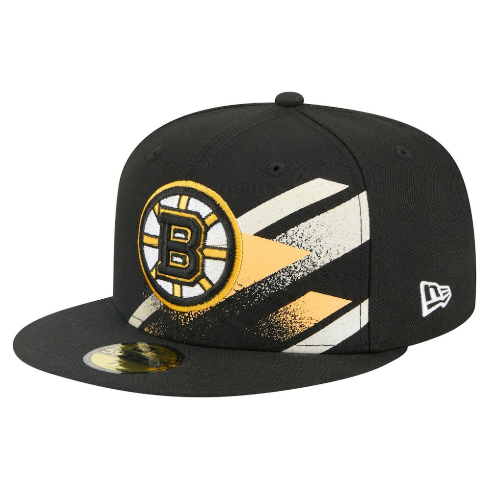 Boston Bruins New Era Faded Lines 59FIFTY Fitted Hat - Black | New Era on sale