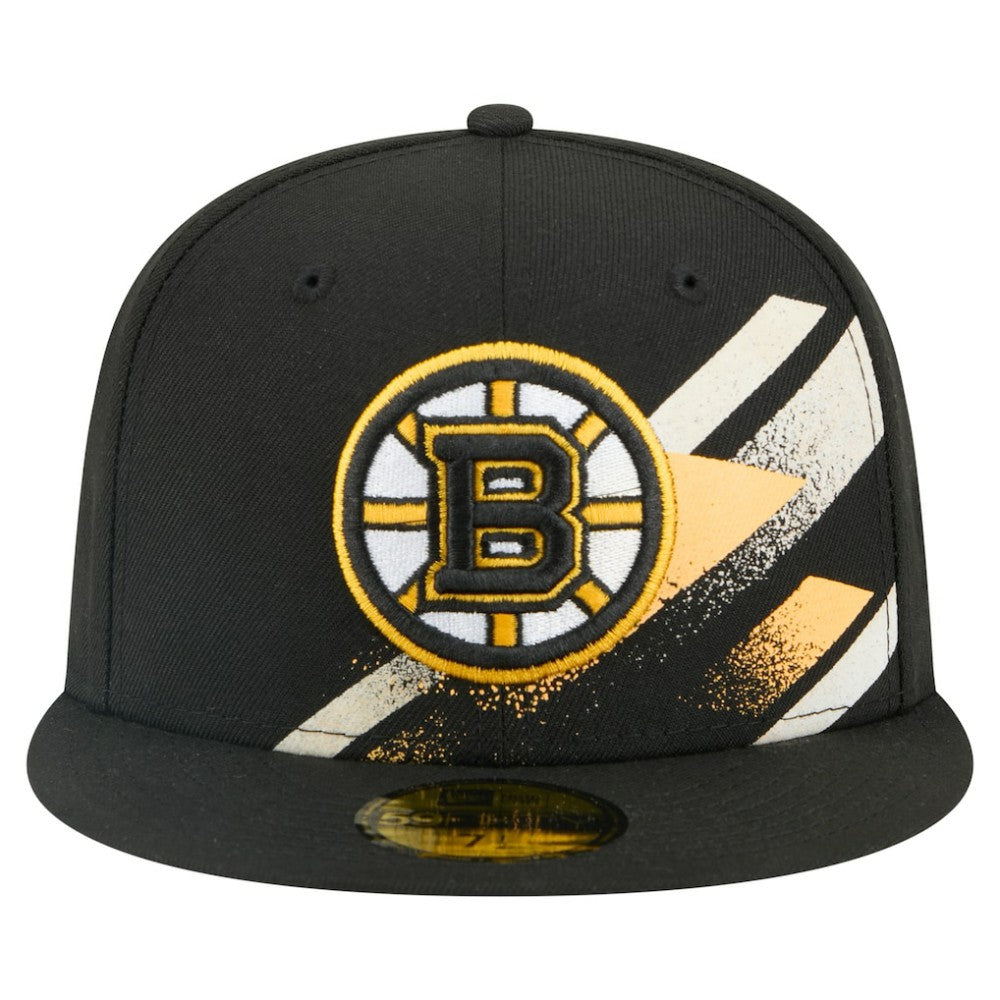 Boston Bruins New Era Faded Lines 59FIFTY Fitted Hat - Black | New Era on sale