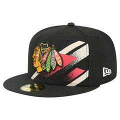 Chicago Blackhawks New Era Faded Lines 59FIFTY Fitted Hat - Black | New Era Lifestyle