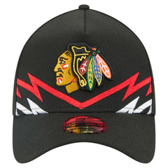 Chicago Blackhawks New Era 39THIRTY A-Frame Perforated Flex Hat - Black | New Era on sale
