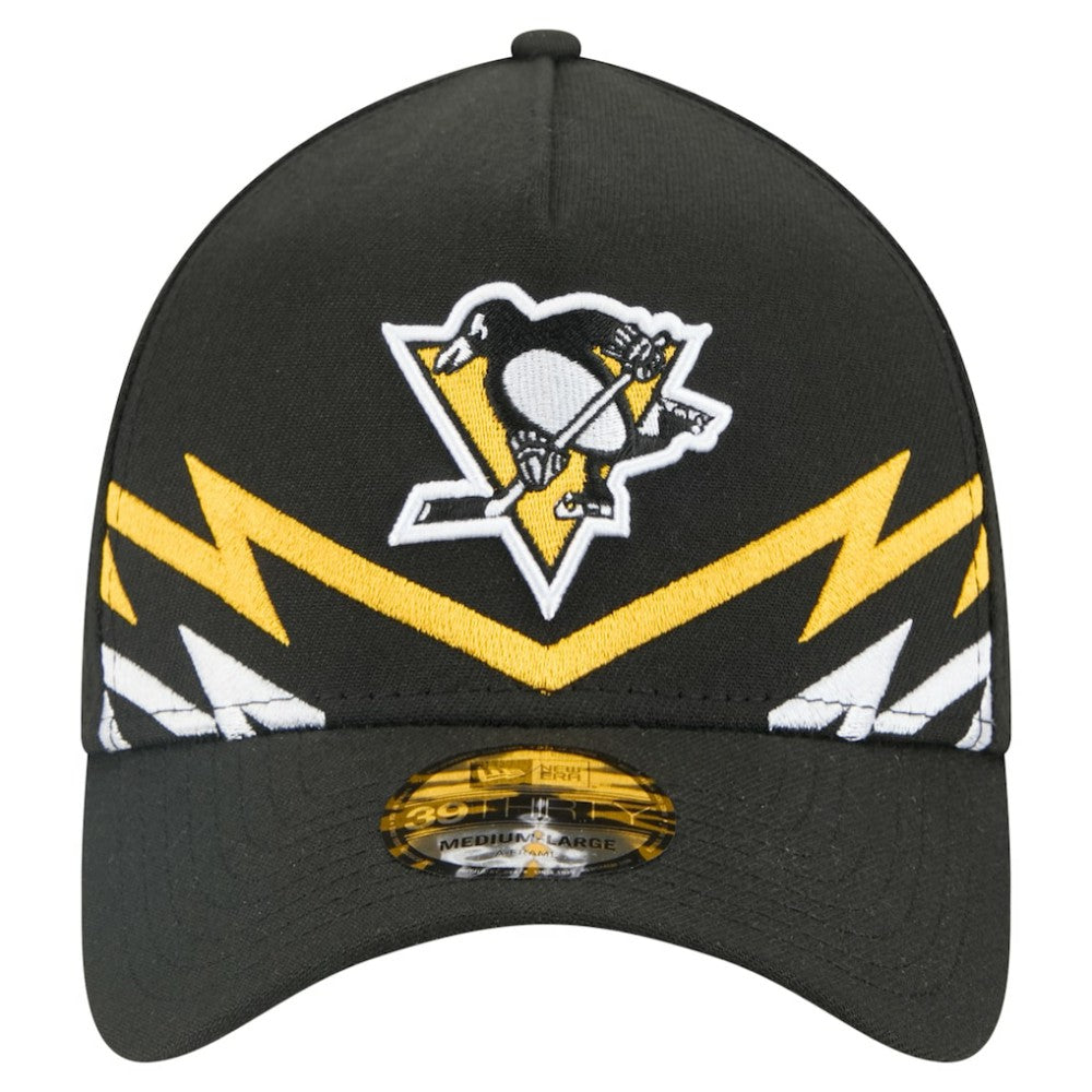 Pittsburgh Penguins New Era 39THIRTY A-Frame Perforated Flex Hat - Black | New Era Clearance