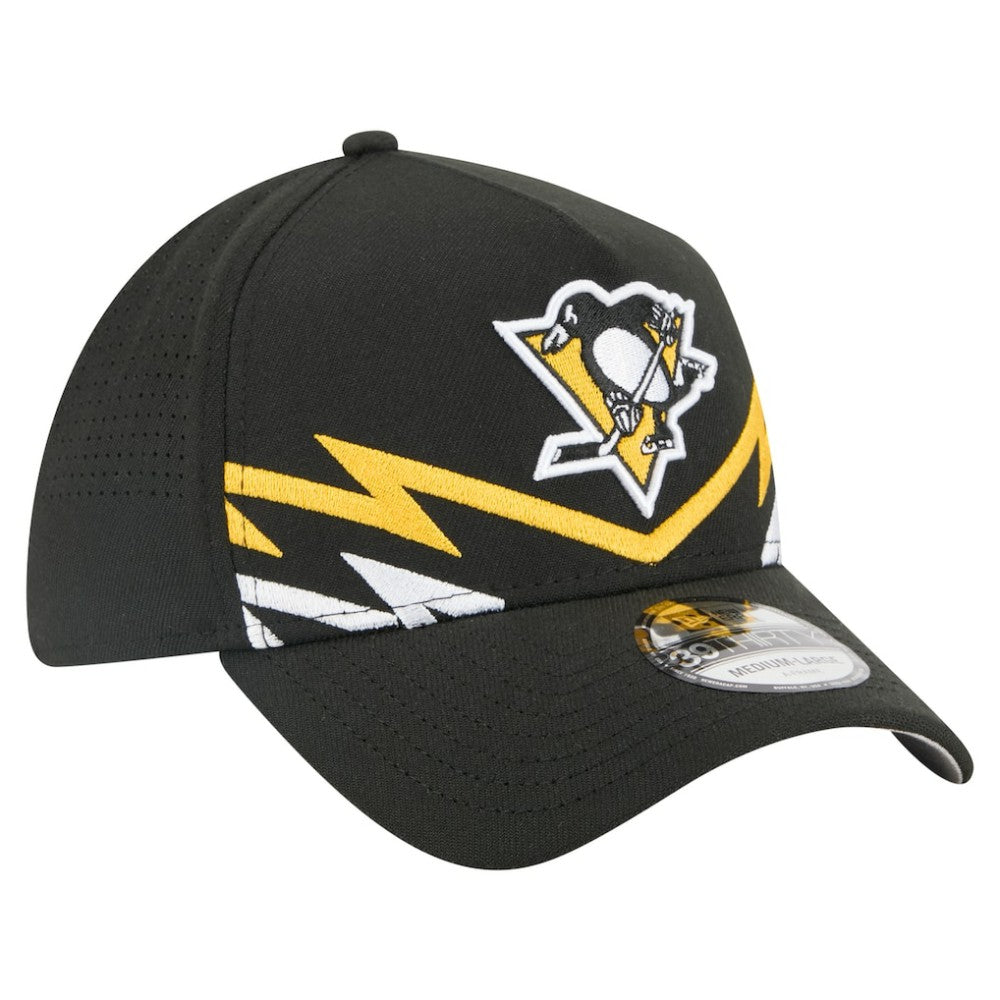 Pittsburgh Penguins New Era 39THIRTY A-Frame Perforated Flex Hat - Black | New Era Clearance