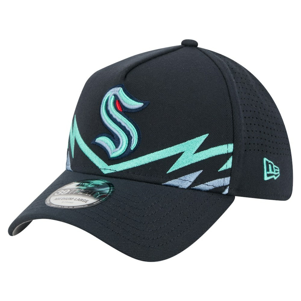 Seattle Kraken New Era Zig Zag 39THIRTY A-Frame Perforated Flex Hat - Deep Sea Blue | New Era sale