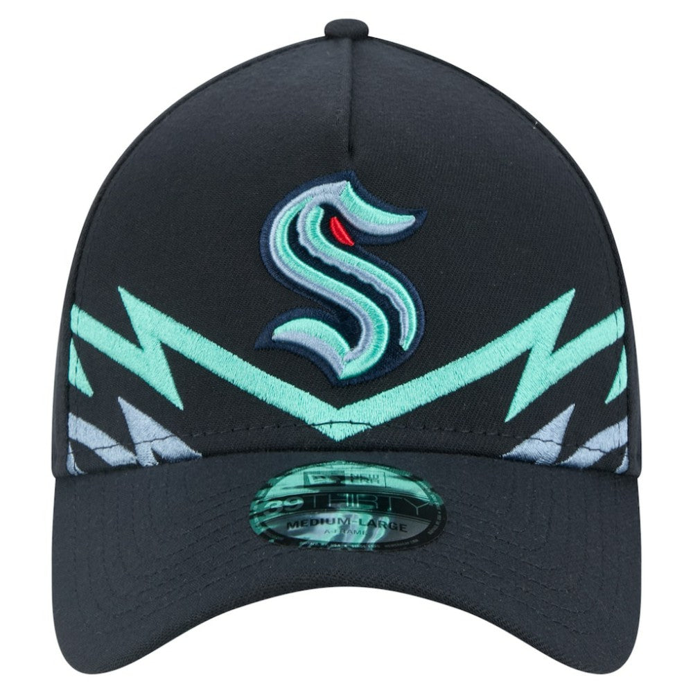Seattle Kraken New Era Zig Zag 39THIRTY A-Frame Perforated Flex Hat - Deep Sea Blue | New Era sale