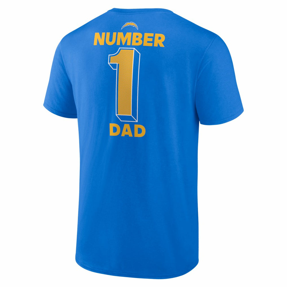 Los Angeles Chargers #1 Dad Jersey T-Shirt - Powder Blue - NFL