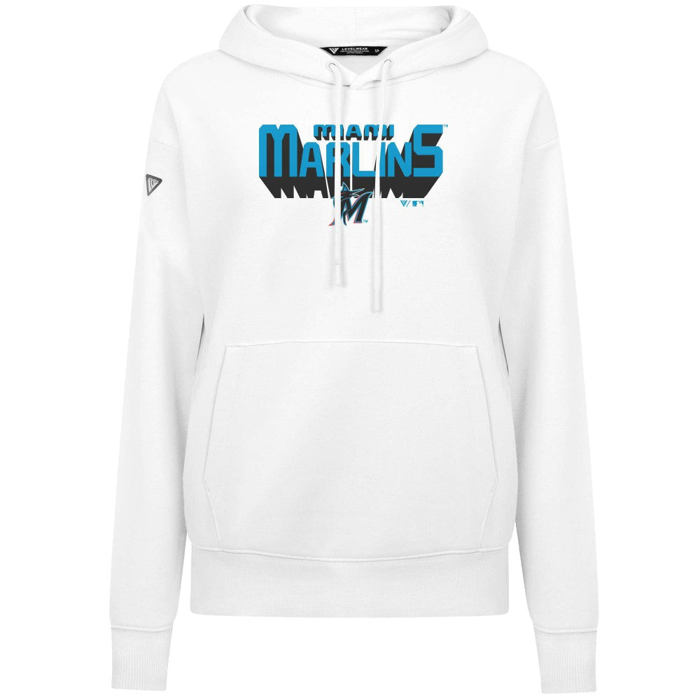 Miami Marlins Levelwear Women's Adorn Retro 3D Pullover Hoodie Outlet