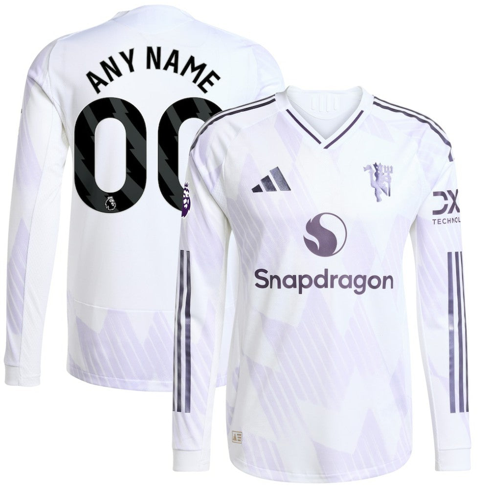 Adidas - Manchester United 2025/26 Away Long Sleeve Custom Jersey - White