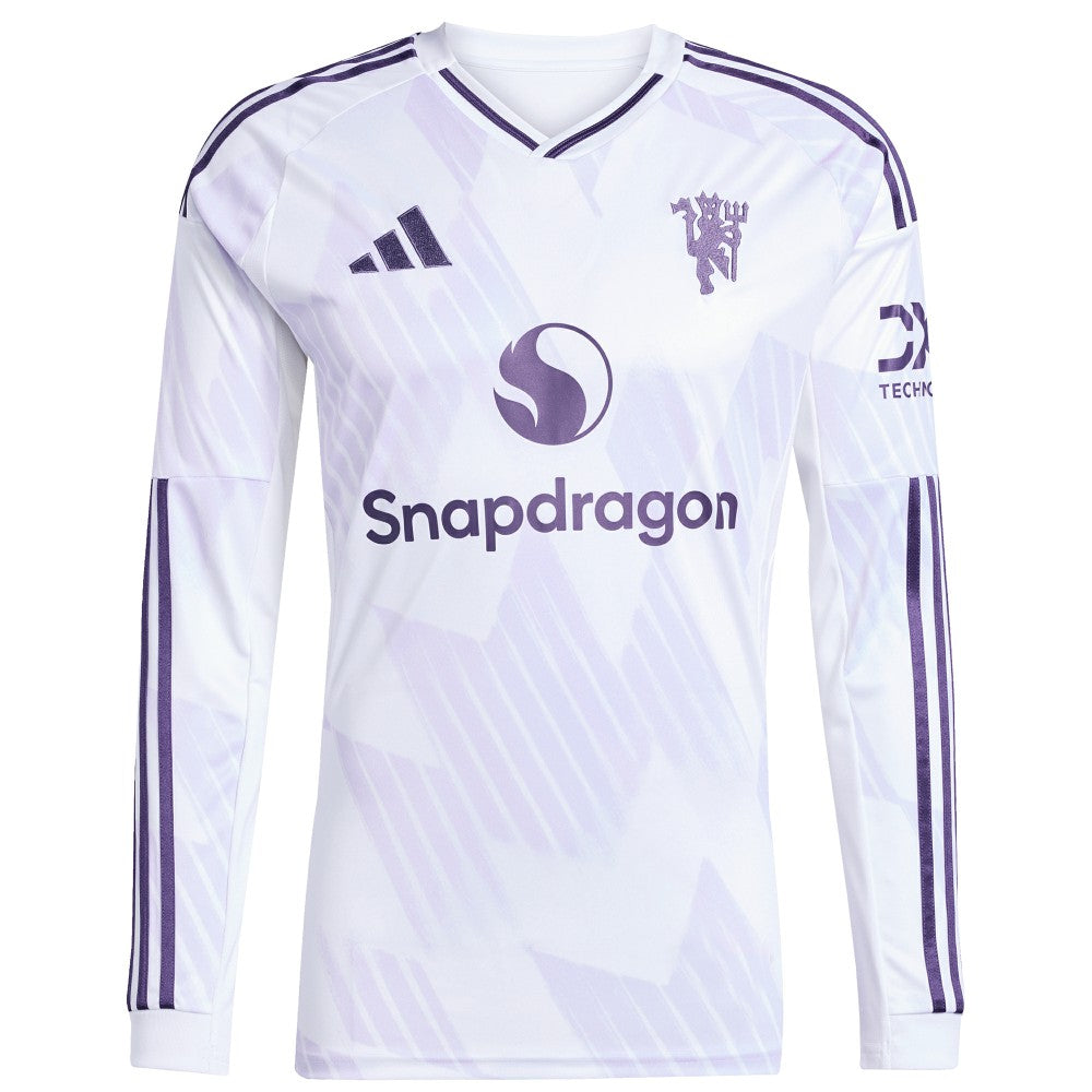 Adidas - Manchester United 2025/26 Away Replica Long Sleeve Custom Jersey - White