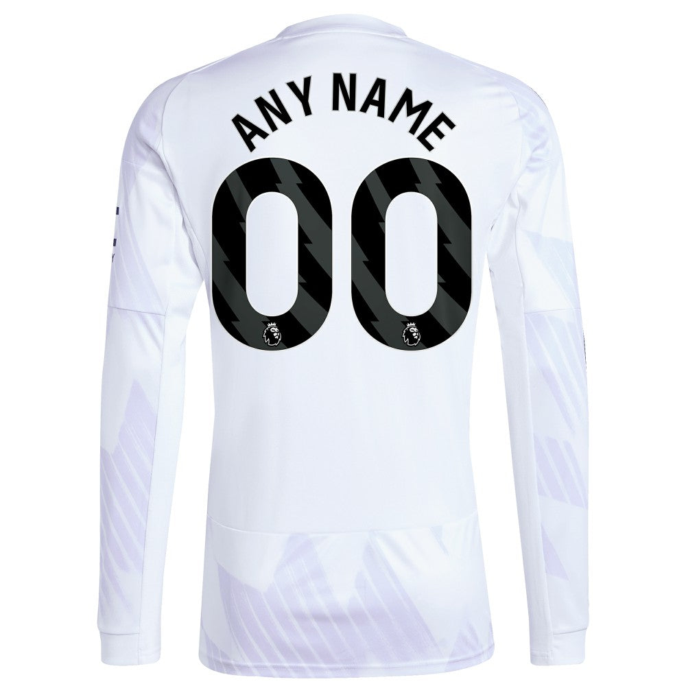 Adidas - Manchester United 2025/26 Away Replica Long Sleeve Custom Jersey - White