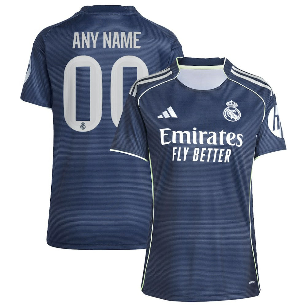 Adidas - Real Madrid Women's 2025/26 Away Replica Custom Jersey - Blue