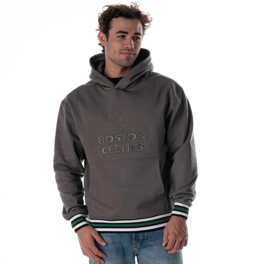 Boston Celtics The Wild Collective Unisex Custom Rib Tonal Premium Hoodie Charcoal
