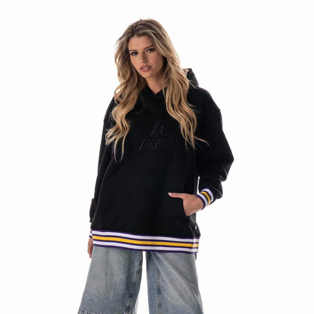 Los Angeles Lakers The Wild Collective Unisex Custom Rib Tonal Premium Hoodie Black