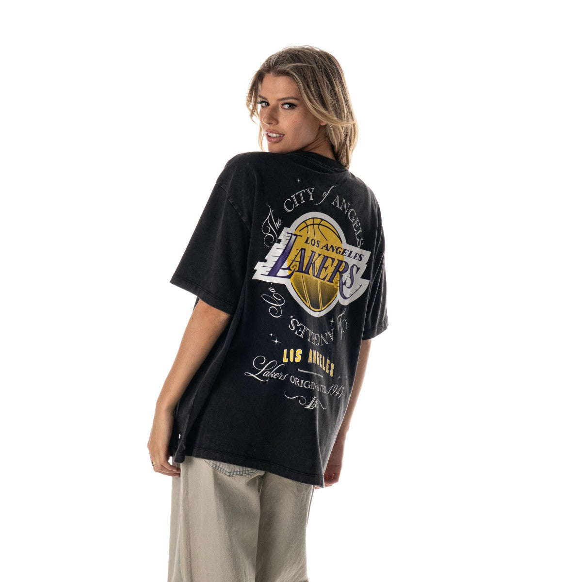 Los Angeles Lakers The Wild Collective Unisex Oversized Streetwear T-Shirt Black