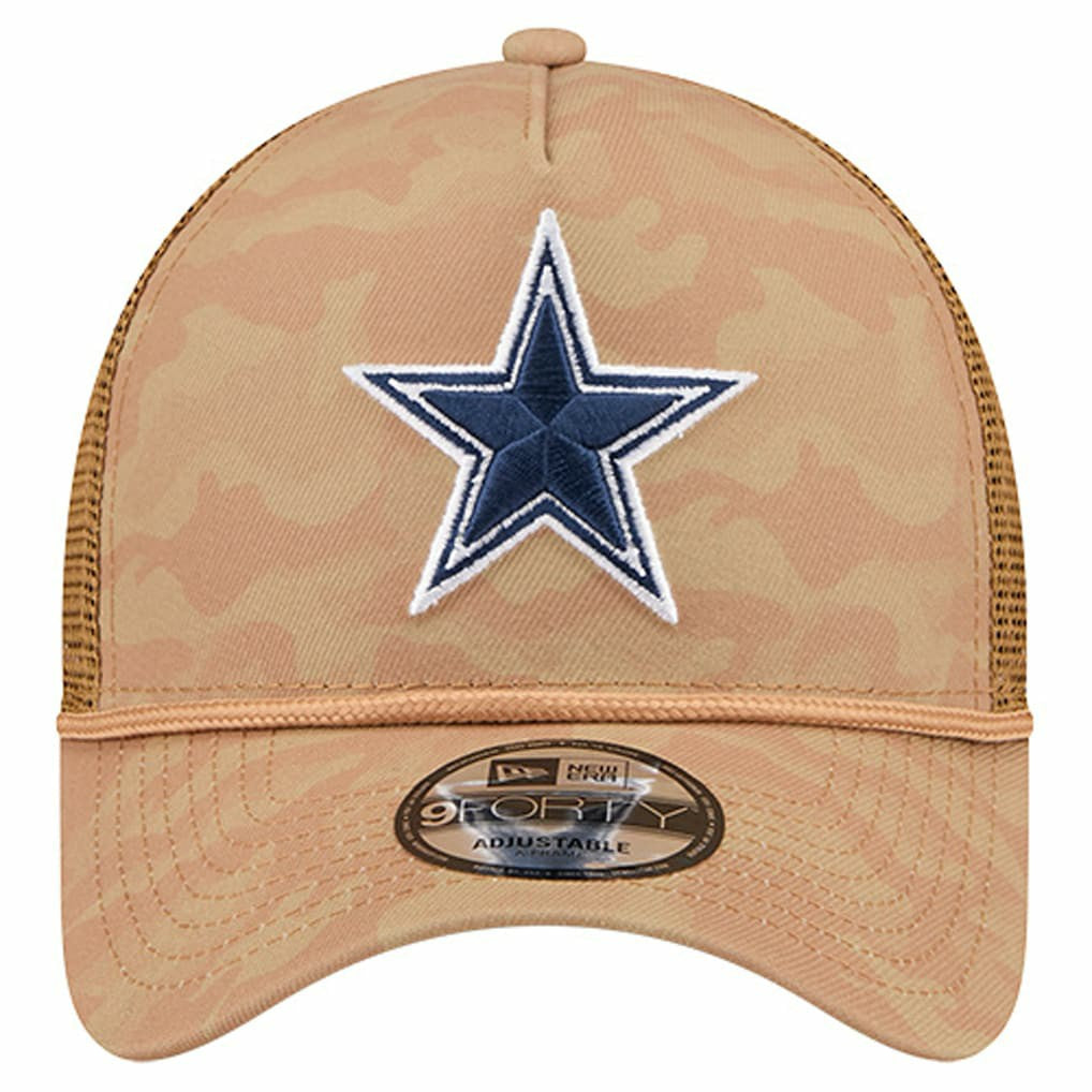Dallas Cowboys New Era Wheat Camo 9FORTY Trucker Adjustable Hat - Tan - NFL