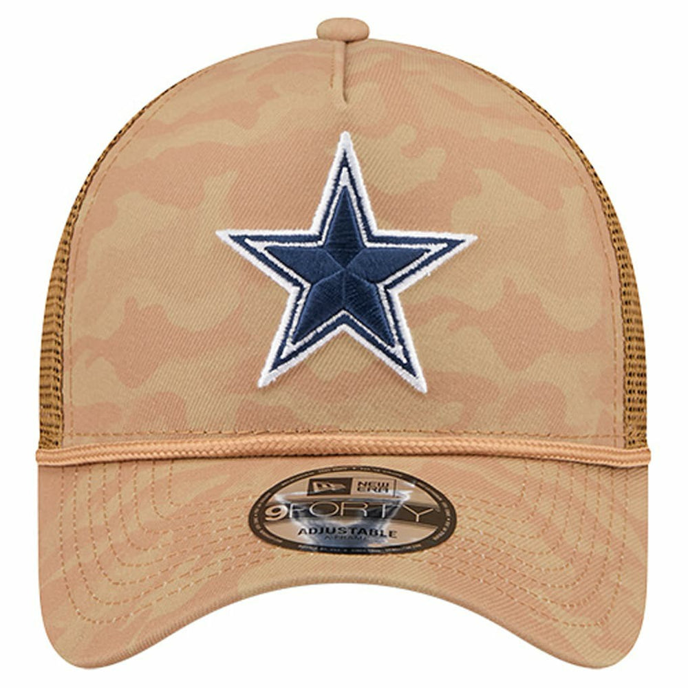 Dallas Cowboys New Era Wheat Camo 9FORTY Trucker Adjustable Hat - Tan - NFL