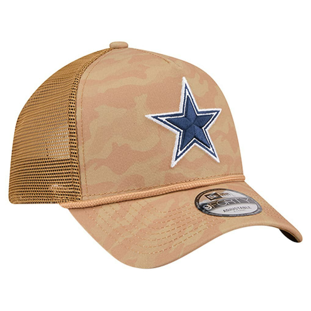 Dallas Cowboys New Era Wheat Camo 9FORTY Trucker Adjustable Hat - Tan - NFL