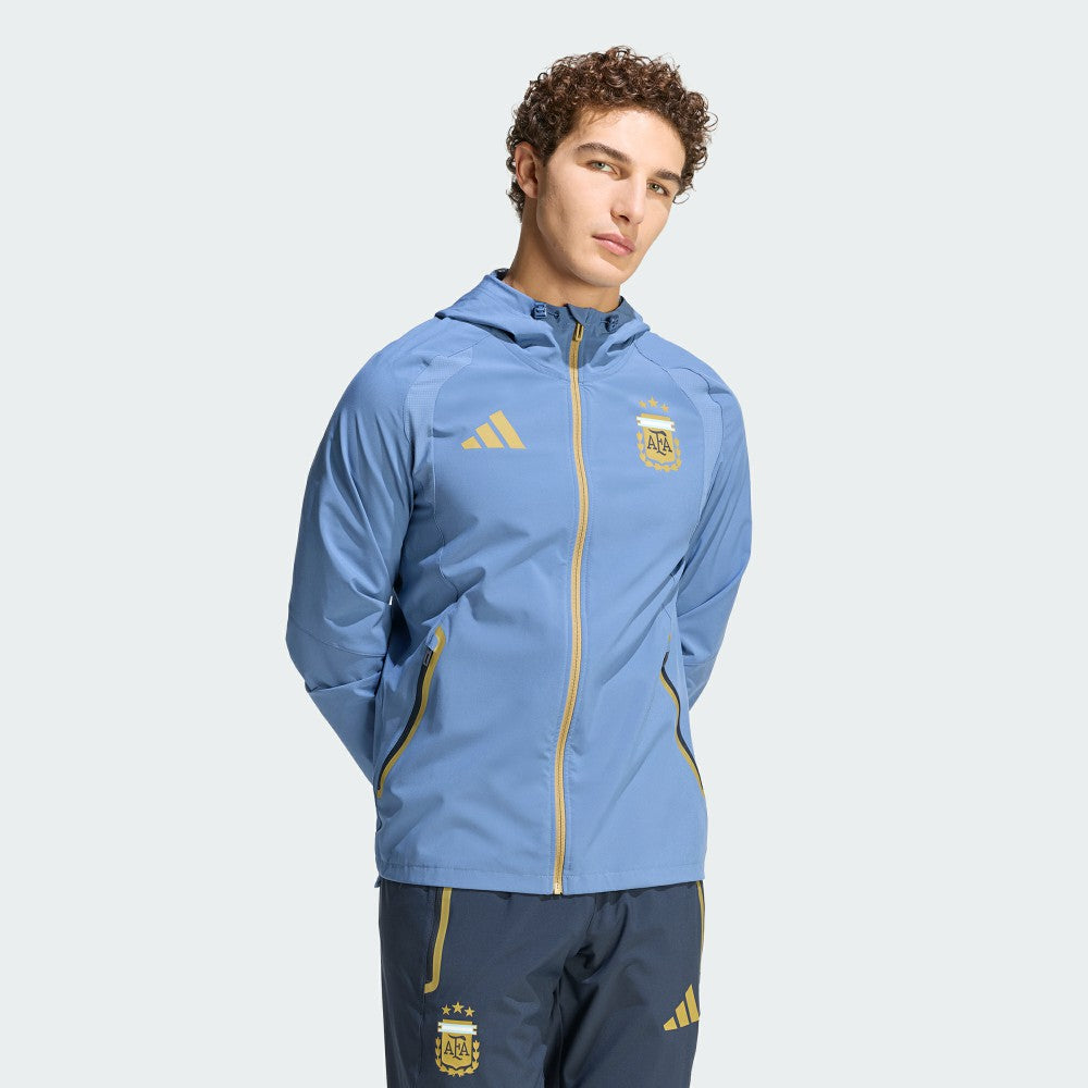 Adidas - Argentina National Team FIFA x World Cup Tiro Travel Raglan Full-Zip Windbreaker Hoodie - Blue